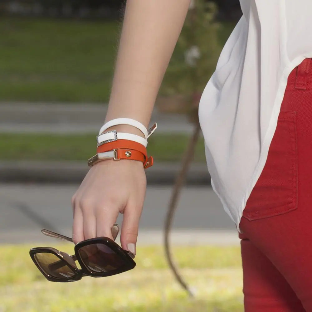 Sash Leather Bracelet- Orange